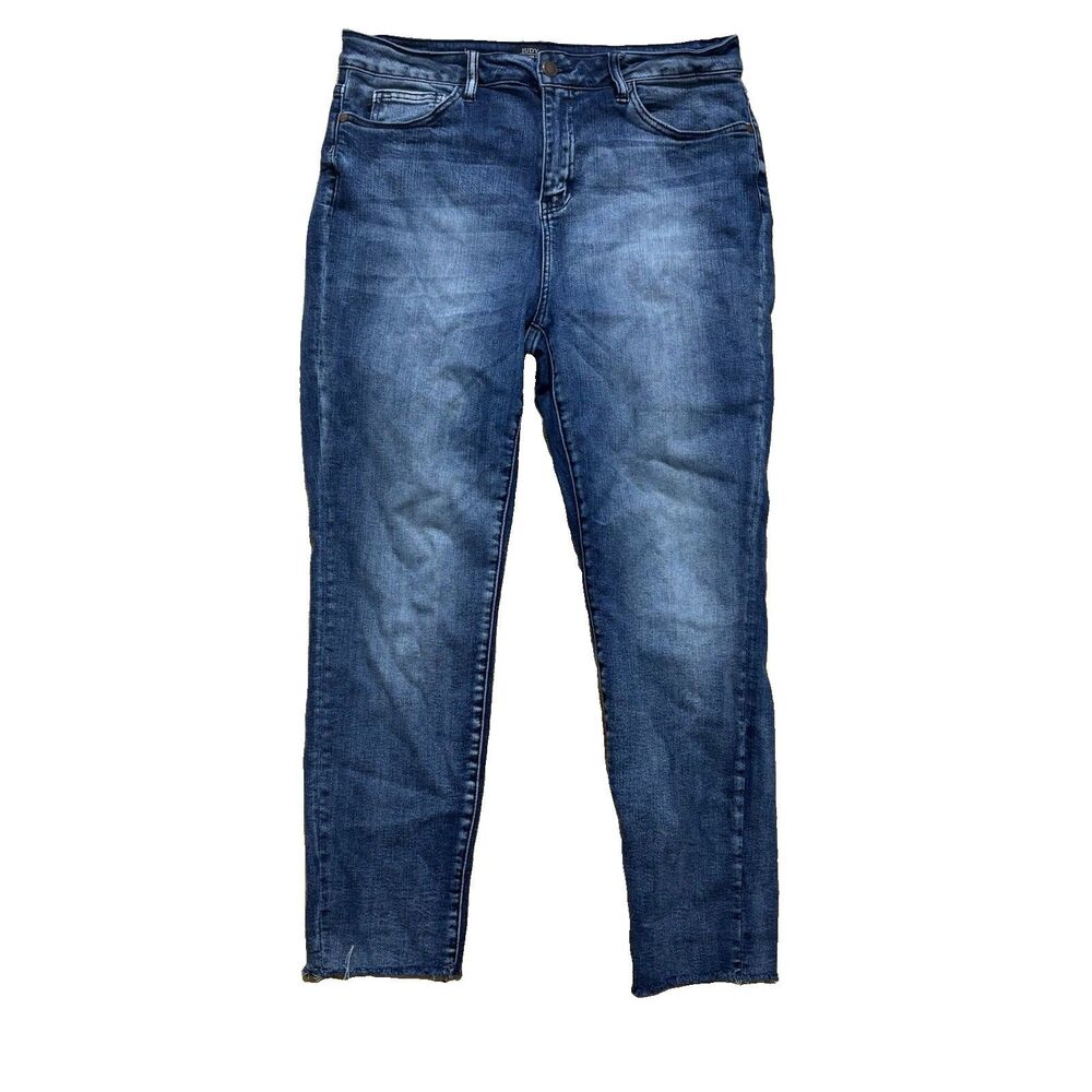 Judy Blue Jeans Sz 15/32 Medium Wash Relaxed Fit Ankle High Rise Stretch Denim